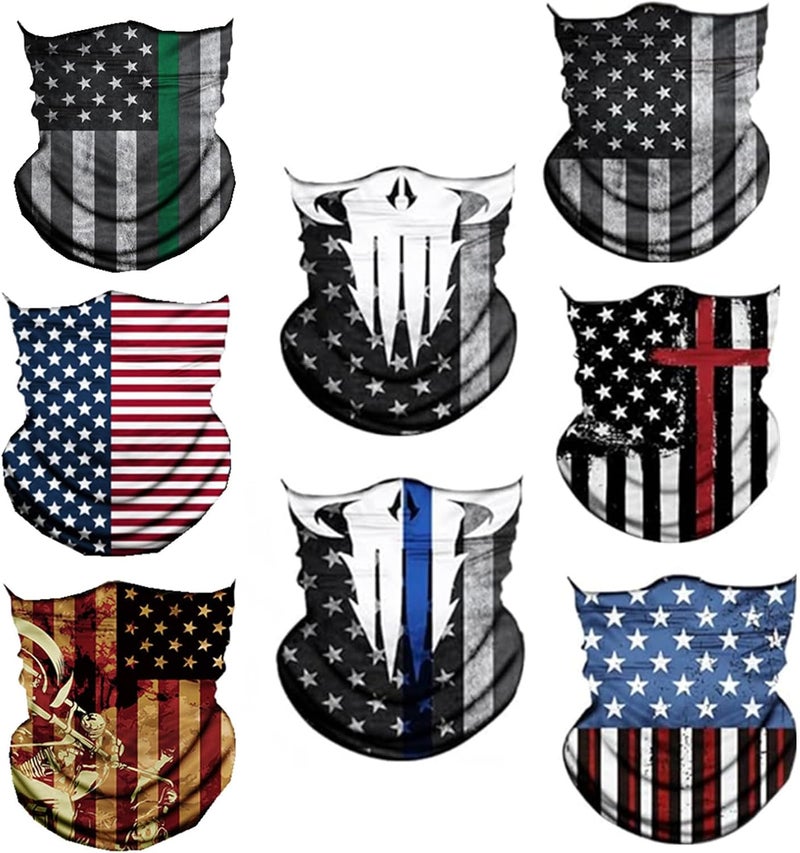 WYSUMMER 8PCS Scarves Bandanas Face Tube Black Headband, Motorcycle Multi Function Headwear Hat Scarf Neck Warmer Balaclava - Image 1